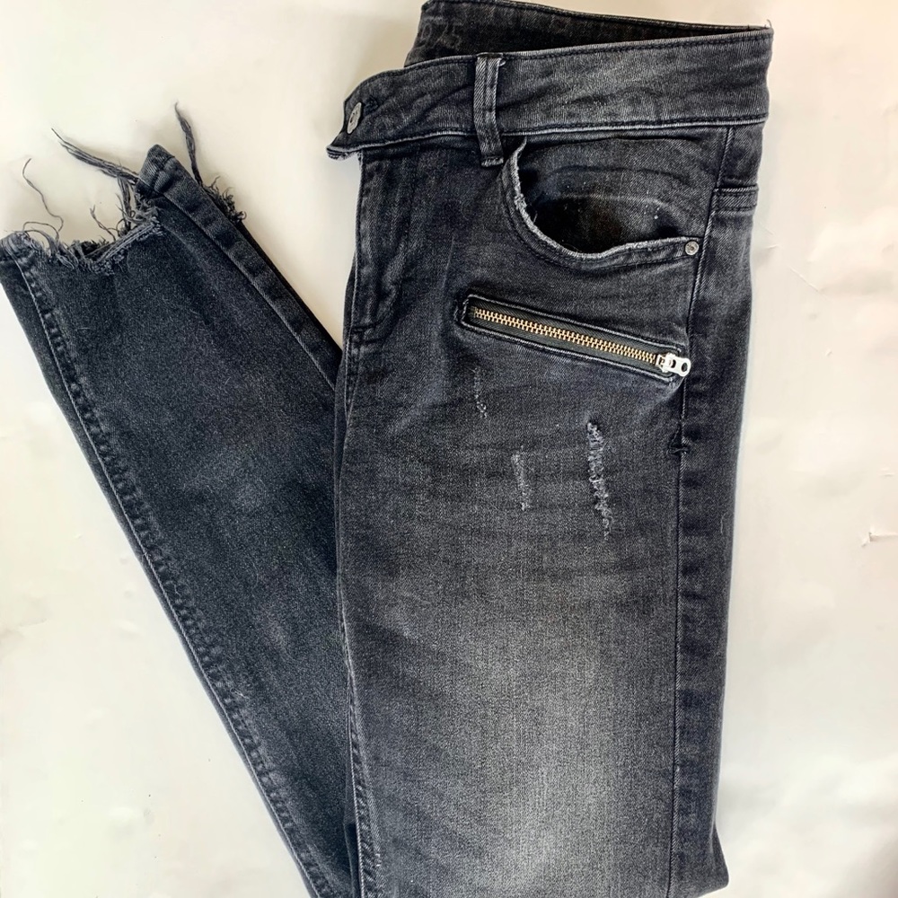 Zara Moto Black Jeans